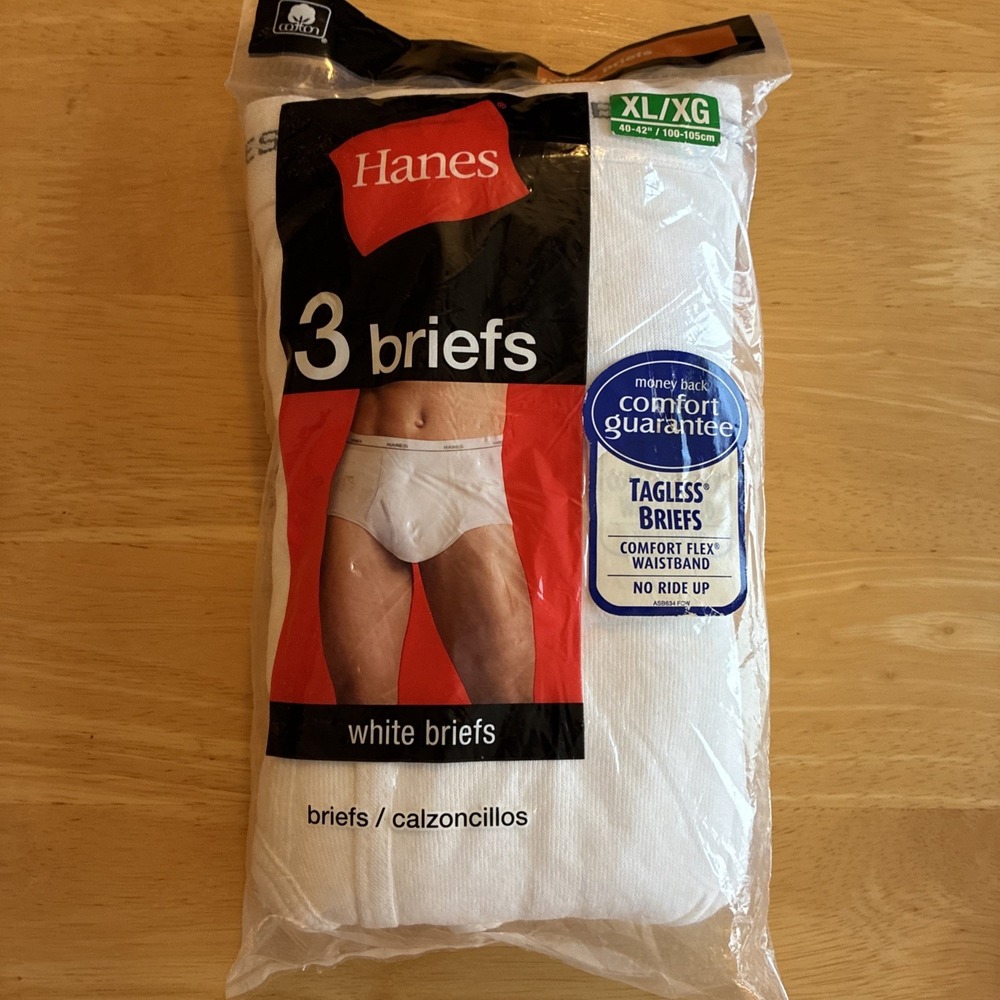 2010 Hanes 3PK Men's White Briefs XL NIP